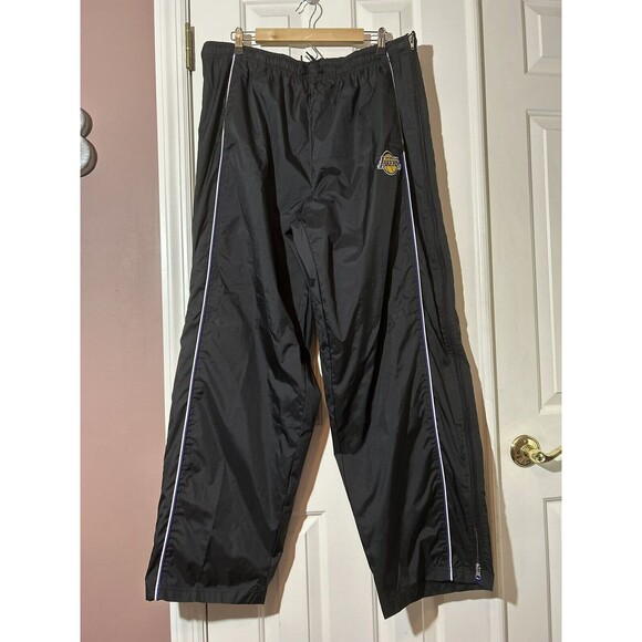 NBA Los Angeles Lakers Athletic Pants Mens Size 2XL Zip Sides Swishy Pants Black - Picture 1 of 9